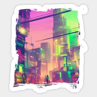 Cool Japanese Neon City Sticker